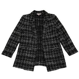 Nanette Lepore S Tweed Jacket | Black White Open Blazer Unlined NWT $128 MSRP
